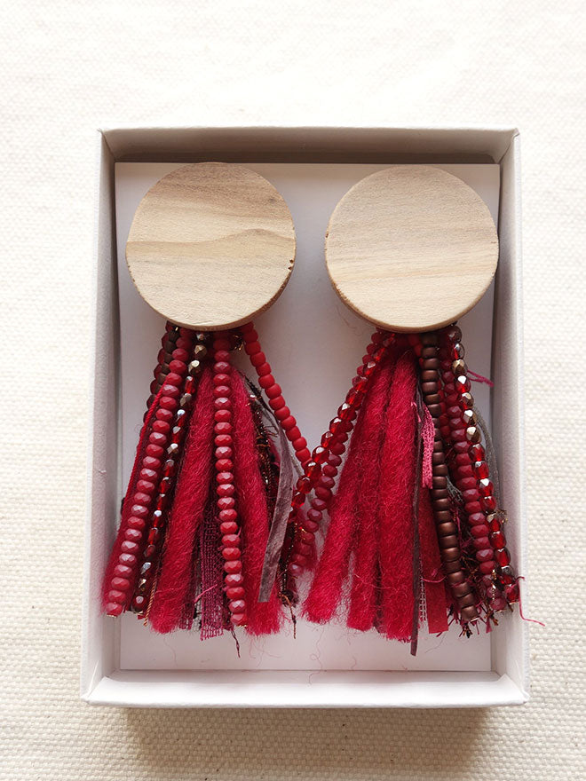 LONG double yarn -Wine red-